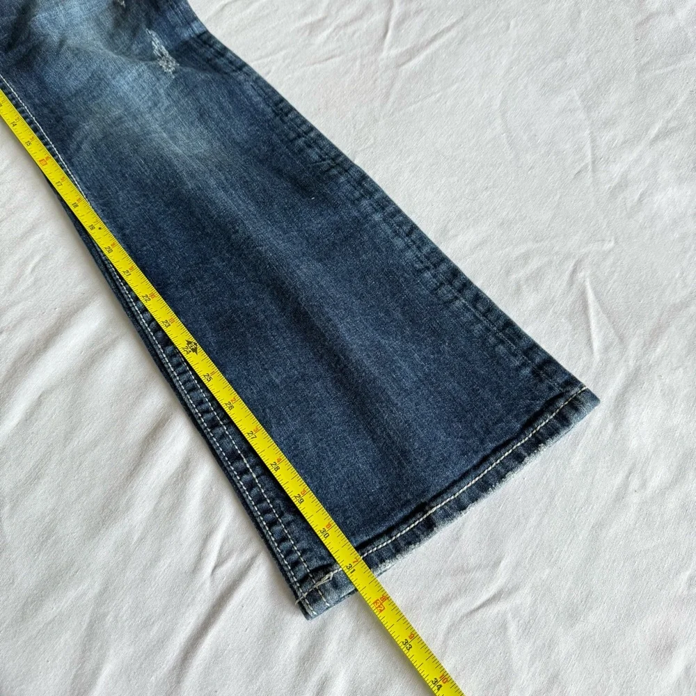 Y2K ReRock For Express Bootcut Jeans Sz 6 Thick Stitch Cowgirl Country Rodeo‎